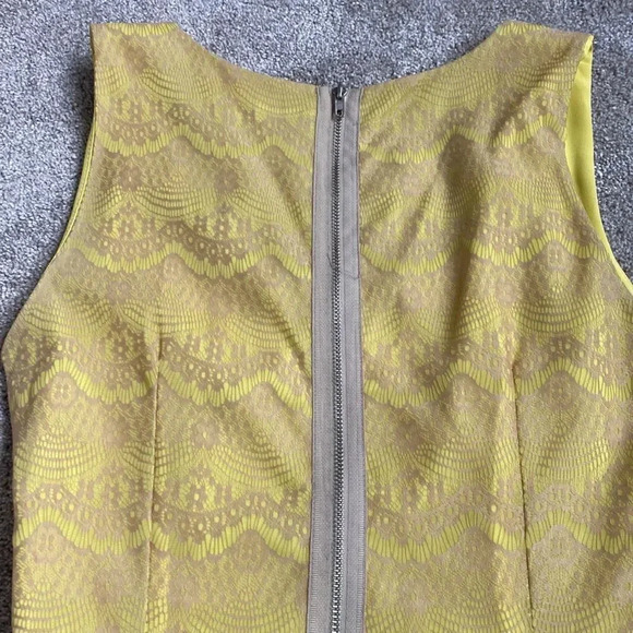 Anthropologie Eighty Sixty Sleeveless Lace Yellow Beige Fit Flare Mini Dress S - Picture 9 of 9